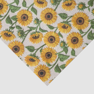 Yellow Sunflower Embroidery Floral Pattern Tissuepapier