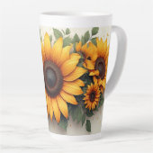 Yellow Sunflower Floral Art Latte Mok (Rechterhoek)