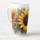 Yellow Sunflower Floral Art Latte Mok (Linkerhoek)