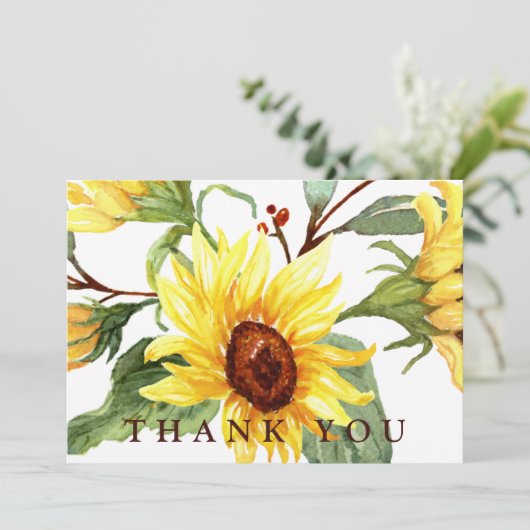 Yellow Sunflower Funeral Custom Text Ik dank u Bedankkaart (Staand voorkant)