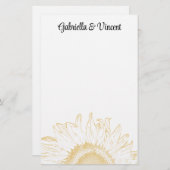 Yellow Sunflower Graphic Wedding Briefpapier (Voorkant / Achterkant)