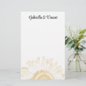 Yellow Sunflower Graphic Wedding Briefpapier (Staand voorkant)