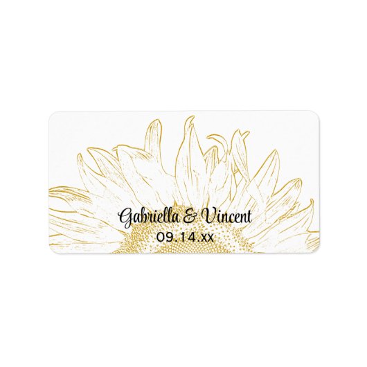 Yellow Sunflower Graphic Wedding Etiket (Voorkant)