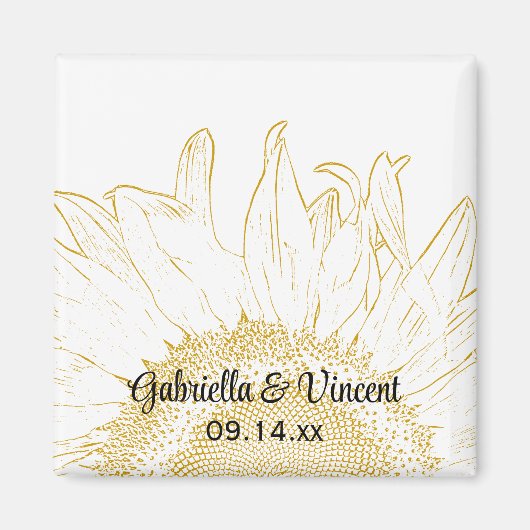 Yellow Sunflower Graphic Wedding Magneet (Voorkant)