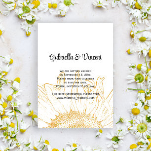 Yellow Sunflower Graphic Wedding Save the Date Kaart