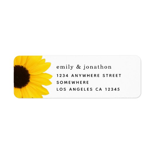 Yellow Sunflower Names Return Address Label (Voorkant)