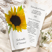 Yellow Sunflower on White Wedding Programme Programma