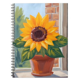Yellow Sunflower Pot Floral Watercolor Notitieboek