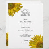 Yellow Sunflower Quinceanera Menu (Voorkant / Achterkant)