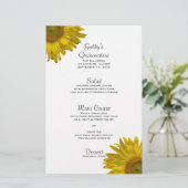 Yellow Sunflower Quinceanera Menu (Staand voorkant)