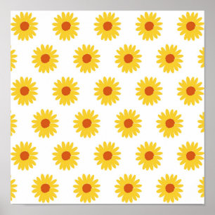 Yellow Sunflower Retro Y2K-patroon Poster