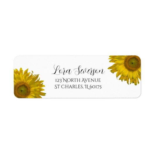 Yellow Sunflower Return-adres Etiket (Voorkant)