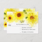 *~* Yellow Sunflower Rustic Wedding RSVP (Voorkant / Achterkant)
