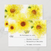 *~* Yellow Sunflower Rustic Wedding RSVP Kaartje (Voorkant / Achterkant)