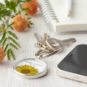 Yellow Sunflower Sleutelhanger (Zijkant)