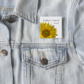 Yellow Sunflower Vierkante Button 5,1 Cm (In situ)