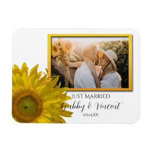 Yellow Sunflower Weddenschap Net getrouwd Foto Magneet