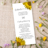 Yellow Sunflower Wedding Programme Programma
