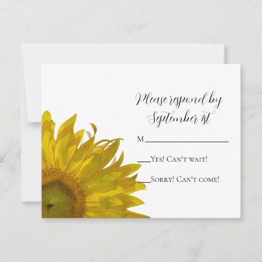 Yellow Sunflower Wedding RSVP-reactiekaart RSVP Kaartje (Voorkant)