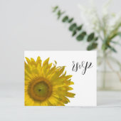 Yellow Sunflower Wedding RSVP Response Uitnodiging Briefkaart (Staand voorkant)
