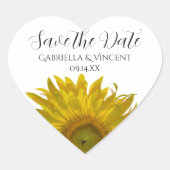 Yellow Sunflower Wedding Save the Date Hart Sticker (Voorkant)
