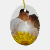 Yellow Sunflower Weduwfoto Keramisch Ornament (Achterkant)