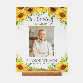 Yellow Sunflowers Funeral Memorial Afbeelding Foto Acryl Bord