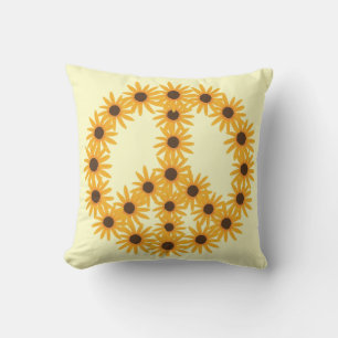 Yellow Sunflowers Peace Sign Aangepaste Kussens