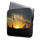 Yellow Sunset Grassy Meadow Electronics Bag Laptop Sleeve (Voorkant Links)