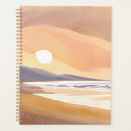 Yellow Sunset Shore | Watercolor Airy Painting (Devant)