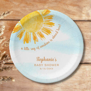 Yellow Sunshine Boho Baby shower Papieren Bordje