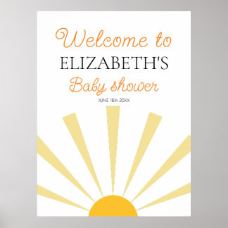 Yellow Sunshine Genderneutraal Baby shower Welkom Poster
