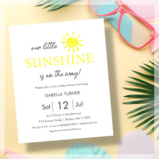 Yellow Sunshine | Summer Baby shower Invitation