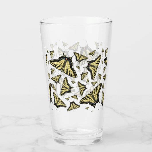 Yellow Swallowtail Butterflies Pattern Custom Glas (Achterkant)
