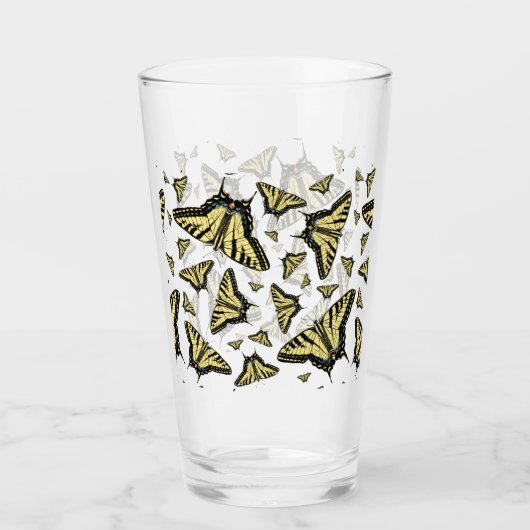 Yellow Swallowtail Butterflies Pattern Custom Glas (Voorkant)