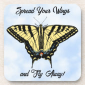 Yellow Swallowtail Butterfly Blue Sky Personalized Bier Onderzetter (Voorkant)