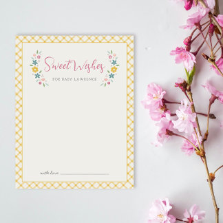 Yellow Sweet Floral Wishes For Baby Shower Card  Notitiekaartje