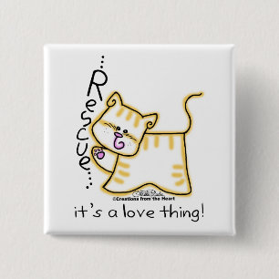 Yellow Tabby Rescue...Het is een liefdesding! Vierkante Button 5,1 Cm