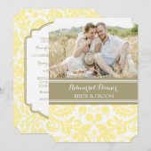Yellow Tan Damask foto repesial Dinner Party Kaart (Voorkant / Achterkant)