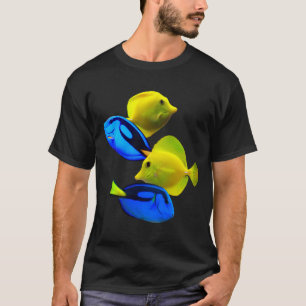 Yellow Tang Blue Tang Zoutwater Reef Fish Art T-shirt