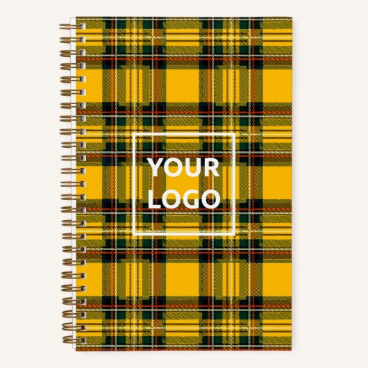 Yellow Tartan Notebook Custom Logo Plaid Pattern Notitieboek (Voorkant)