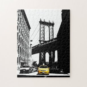 Yellow Taxi New York City Nyc Brooklyn Bridge Legpuzzel