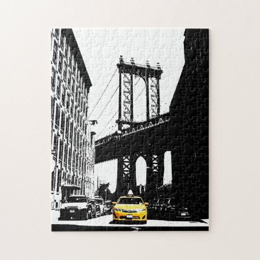 Yellow Taxi New York City Nyc Brooklyn Bridge Legpuzzel (Verticaal)