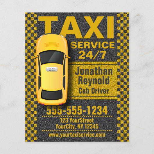 Yellow Taxi Service Business Cab Driver Flyer (Voorkant)