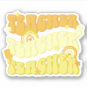 Yellow Teacher Teacher Retro Vinyl Sticker (Voorkant)