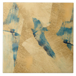 Yellow Teal Textured Ceramic Tile Tegeltje