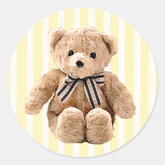 Yellow Teddy Bear Ronde Sticker (Voorkant)