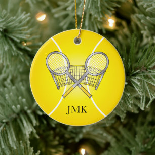 Yellow Tennis Ball   DIY-naam Keramisch Ornament