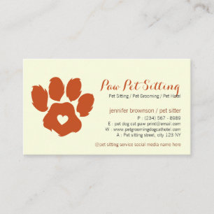 Yellow Terra Pet Sitter Social Media Dog Cat Paw Visitekaartje