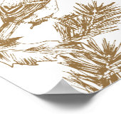 Yellow Toile Christmas Bird and Pine Poster (Hoek)